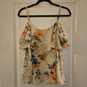 Bobeau pale yellow floral tank, Size L